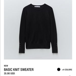 ZARA Small Black Basic Knit Sweater